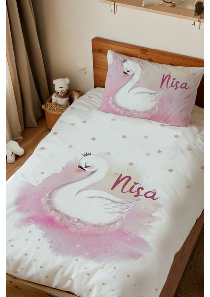 Isme Özel Baskılı %100 Pamuk Tek Kişilik Nevresim Takımı Düş Kapanı