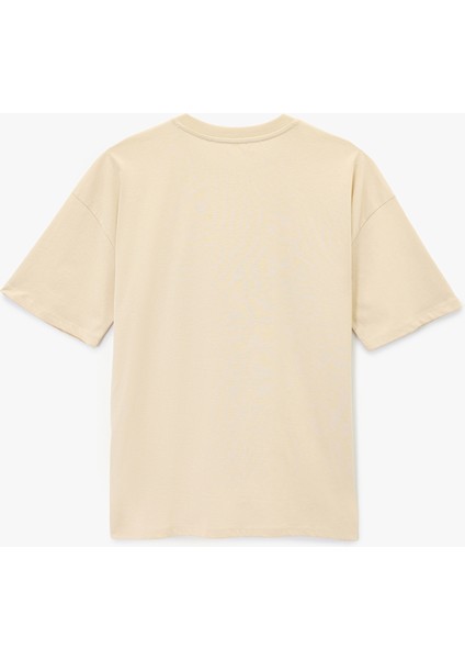Pamuklu Kısa Kollu Bisiklet Yaka Kuru Kafa Baskılı Oversize Tişört fiyatları