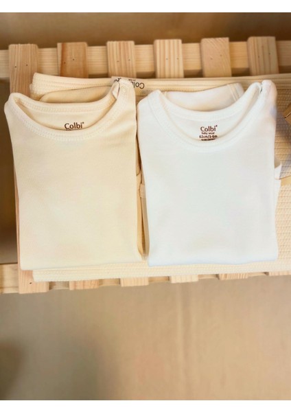 Kısa Kollu Omuzdan Çıtçıtlı 2li Bebek Body Zıbın Krem-Beyaz fırsatları