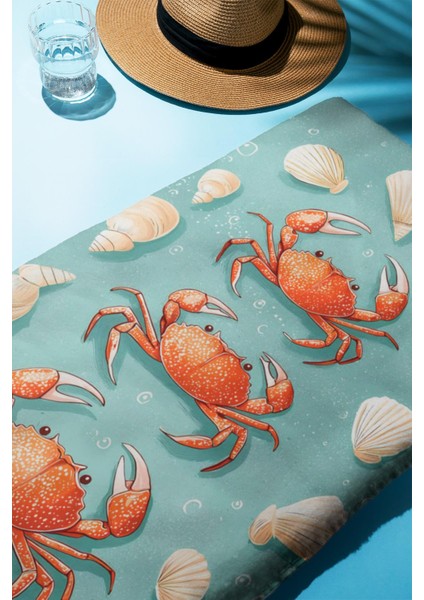 Dijital Baskı Plaj Deniz Havlusu Yengeç Desenli Peştamal HVL0115 fiyatları