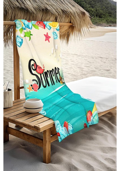 Dijital Baskı Plaj Deniz Havlusu Summer Desenli Peştamal HVL0169 modelleri