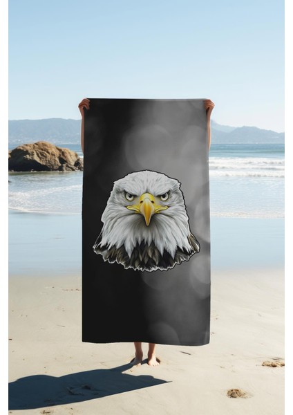 Dijital Baskı Plaj Deniz Havlusu Genç Sportif Kartal Desen Peştamal HVL0237