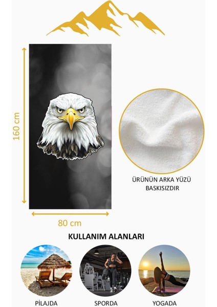 Dijital Baskı Plaj Deniz Havlusu Genç Sportif Kartal Desen Peştamal HVL0237 fırsatları