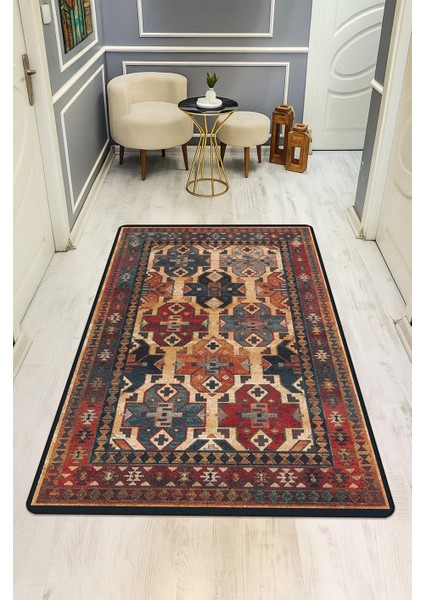 Vintage Desen Dijital Baskı Kaymaz Taban Halı H1050