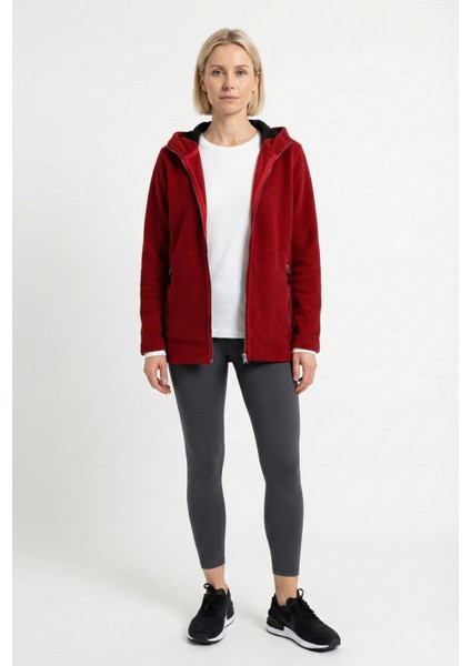 Kadın Marısol Normal Kesim Fermuarlı Kapüşonlu Polar Fleece Ceket