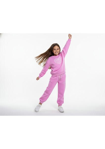 3 Iplik Garson Şardonlu Kabartmalı Baskı Pembe Kombin 3 modelleri