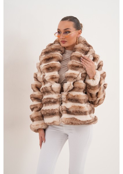 Şal Yaka Desenli Çinçila Ceket