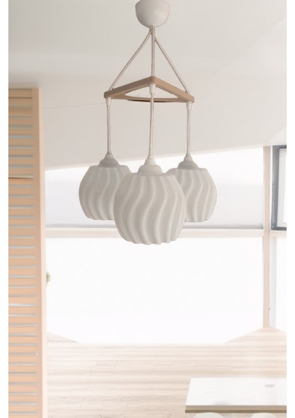 Modern Sarkıt Üçlü Bohem Avize ( 23X27 cm ) Bubble Serisi Salon Mutfak Oturma Odası Cafe Bar modelleri