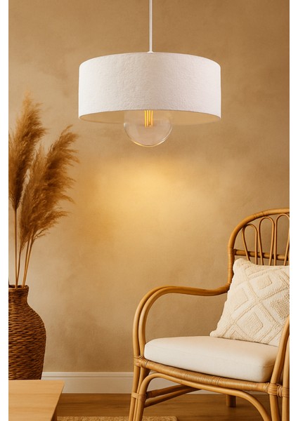 Oval Lüks Beton Görünümlü Modern Avize Vegan Toz Tutmayan Salon, Mutfak, Oturma Odası