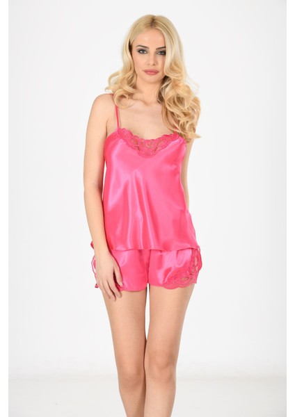 Fuşya Saten Babydoll Şortlu Takım fiyatları