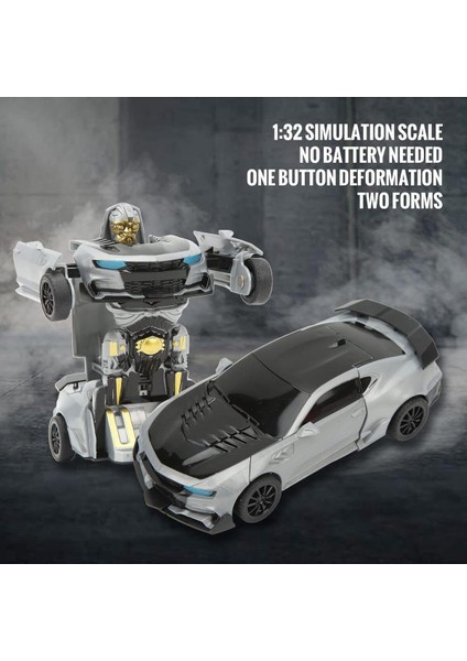 Tek Tuşla Robota Dönüşen Gri 14 cm Oyuncak Araba Yeni Model (Kutusuz Üründür)