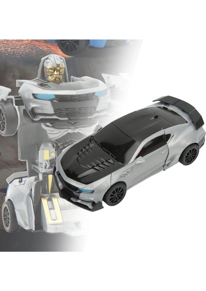 Tek Tuşla Robota Dönüşen Gri 14 cm Oyuncak Araba Yeni Model (Kutusuz Üründür)