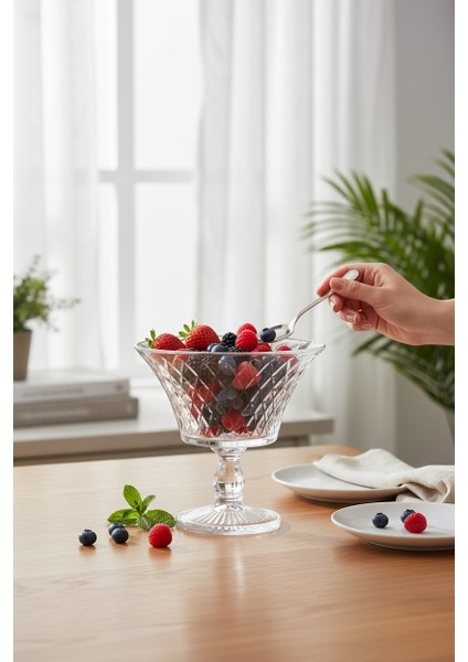 Ayaklı Cam Kase - Şeffaf Dekoratif Sunum Kasesi | Büyük Boy Meyve Salata Kasesi - Kristal