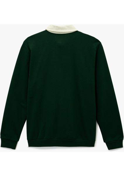 Regular Fit Renk Kontrastlı Düğmeli Polo Yaka Sweatshirt fiyatları