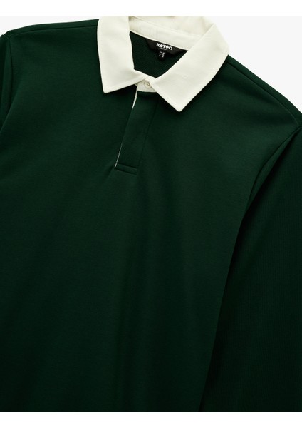 Regular Fit Renk Kontrastlı Düğmeli Polo Yaka Sweatshirt modelleri