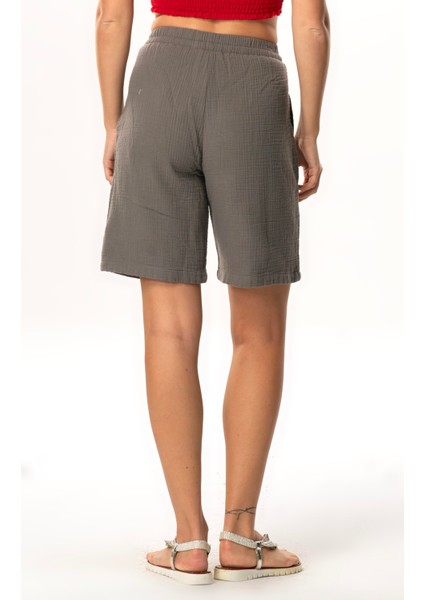 Inci Bağlamalı Uzun Yazlık Müslin Şort Gri Gri fiyatları