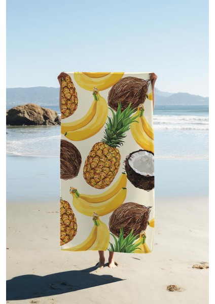Dijital Baskı Plaj Deniz Havlusu Ananas Desenli Peştamal HVL0021