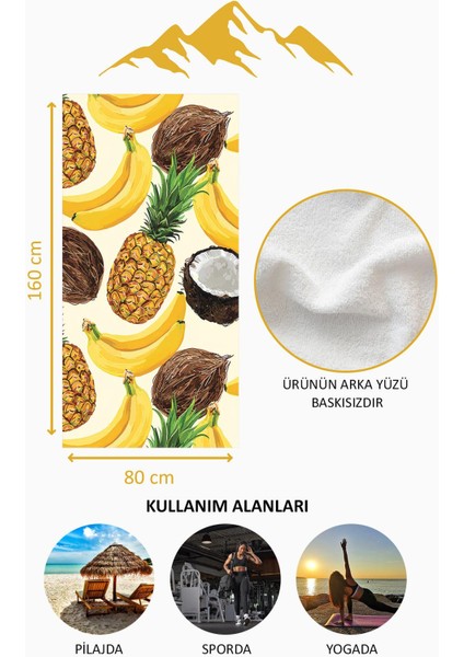 Dijital Baskı Plaj Deniz Havlusu Ananas Desenli Peştamal HVL0021 fırsatları