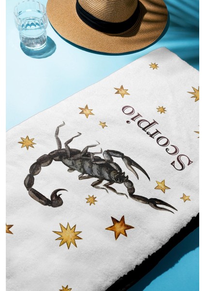 Dijital Baskı Plaj Deniz Havlusu Akrep Burcu Desenli Peştamal HVL0040 fiyatları