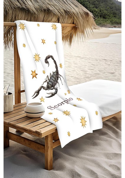 Dijital Baskı Plaj Deniz Havlusu Akrep Burcu Desenli Peştamal HVL0040 modelleri