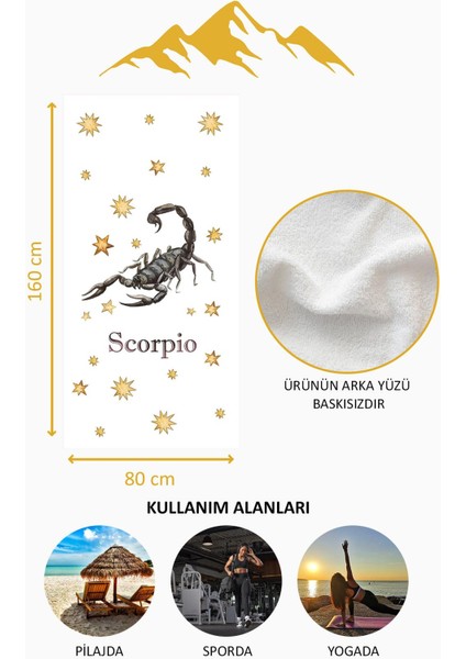 Dijital Baskı Plaj Deniz Havlusu Akrep Burcu Desenli Peştamal HVL0040 fırsatları