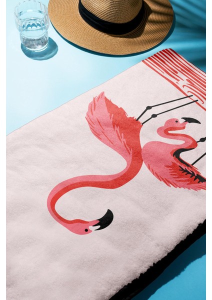 Dijital Baskı Plaj Deniz Havlusu Flamingo Desenli Peştamal HVL0072 fiyatları