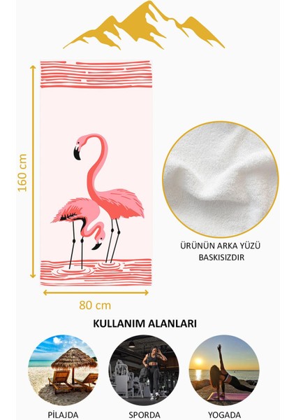 Dijital Baskı Plaj Deniz Havlusu Flamingo Desenli Peştamal HVL0072 fırsatları