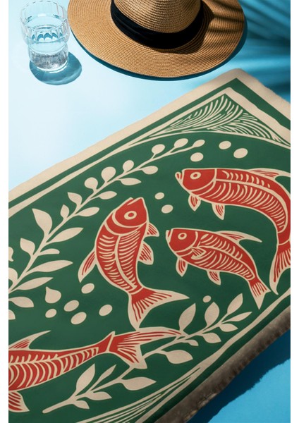Dijital Baskı Plaj Deniz Havlusu Balık Desenli Peştamal HVL0126 fiyatları