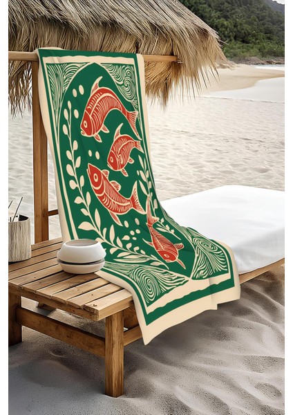 Dijital Baskı Plaj Deniz Havlusu Balık Desenli Peştamal HVL0126 modelleri