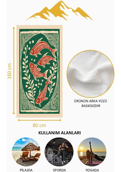 Dijital Baskı Plaj Deniz Havlusu Balık Desenli Peştamal HVL0126 fırsatları