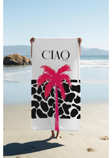 Dijital Baskı Plaj Deniz Havlusu Cıao Desenli Peştamal HVL0175