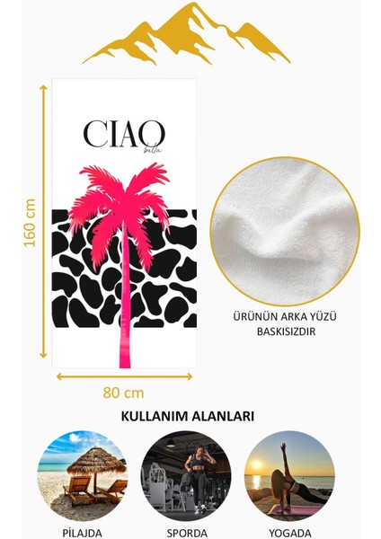 Dijital Baskı Plaj Deniz Havlusu Cıao Desenli Peştamal HVL0175 fırsatları