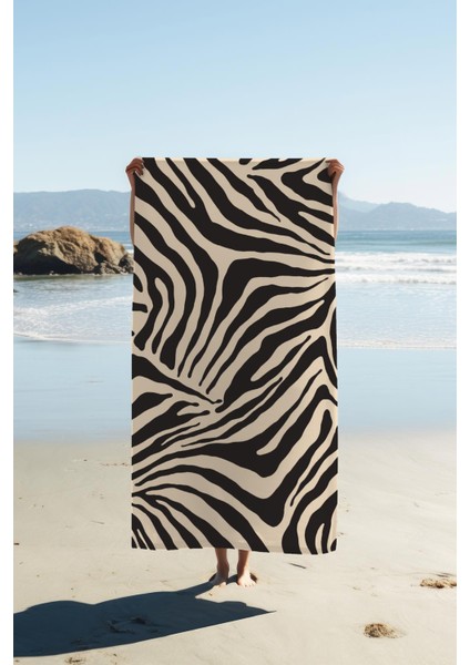 Dijital Baskı Plaj Deniz Havlusu Zebra Desenli Peştamal HVL0185