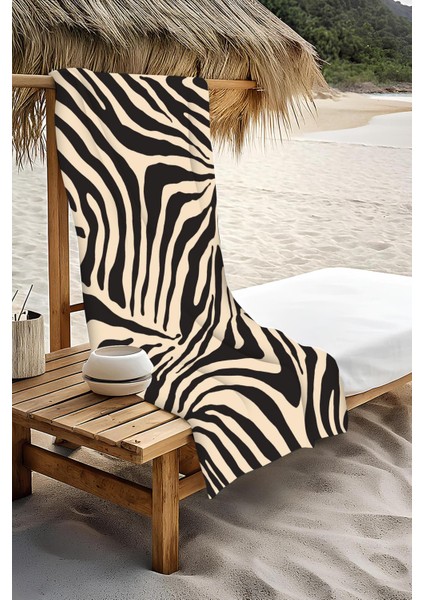 Dijital Baskı Plaj Deniz Havlusu Zebra Desenli Peştamal HVL0185 modelleri