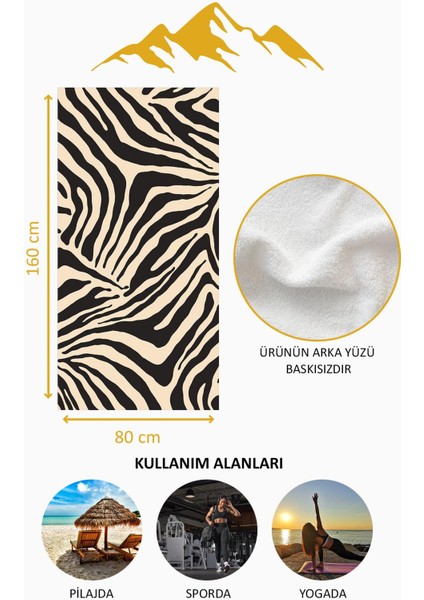 Dijital Baskı Plaj Deniz Havlusu Zebra Desenli Peştamal HVL0185 fırsatları