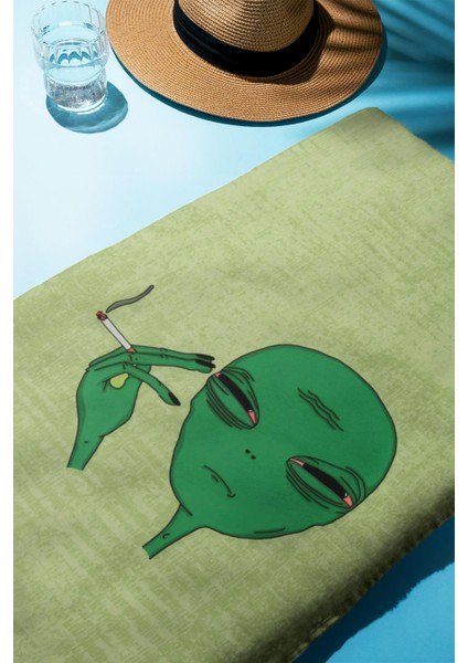 Dijital Baskı Plaj Deniz Havlusu Uzaylı Desenli Peştamal HVL0198 fiyatları