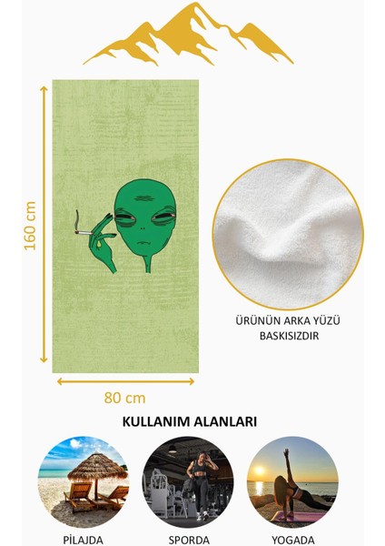 Dijital Baskı Plaj Deniz Havlusu Uzaylı Desenli Peştamal HVL0198 fırsatları
