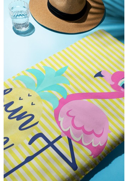 Dijital Baskı Plaj Deniz Havlusu Flamingo Desenli Peştamal HVL0211 fiyatları