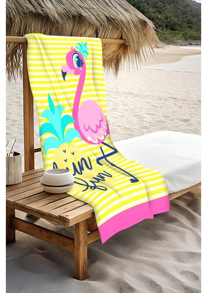 Dijital Baskı Plaj Deniz Havlusu Flamingo Desenli Peştamal HVL0211 modelleri