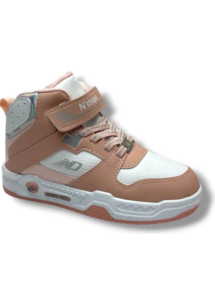 021-26 Deri Cırt Bantlı Çocuk Spor Bot Pudra Beyaz 31-35