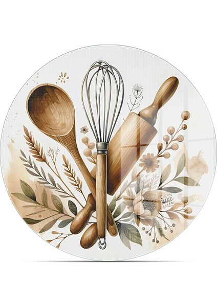 Cam Sunum Servis Tabağı 3'lü Yuvarlak Set Kitchenware Desenli modelleri