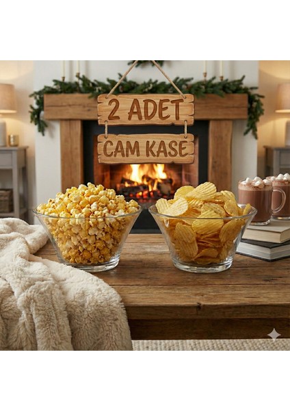 2'li Cam Kase - Dekoratif Sunum Kasesi ve Meyve Kasesi - Düz fiyatları