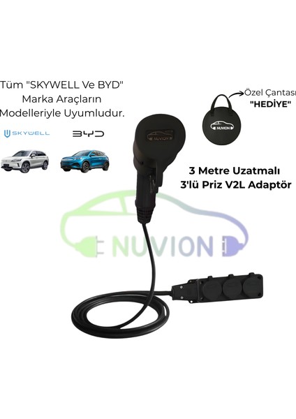 V2L Kauçuk 3lü Şarj Adaptörü