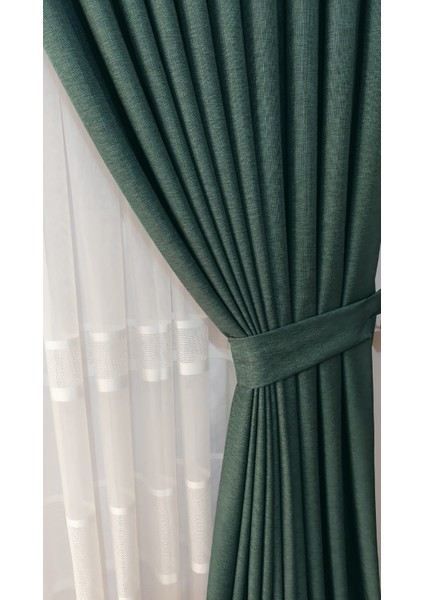 Keten Fon Perde 1/3 Sık Pileli Dikim Korniş Için Tek Kanat(30 Renk)