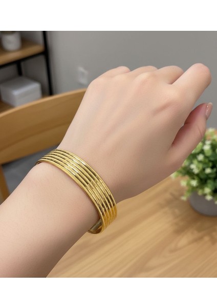 15 gr (GRAM) Yatırımlık İşçiliksiz Oluklu Ajda Desenli Şarnel Bilezik 22 Ayar Altın