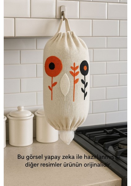 Poşetlik & Punch Keten Poşet Düzenleyici – Poşet Organizeri, Mutfak Poşet Düzenleyici 1 Adet