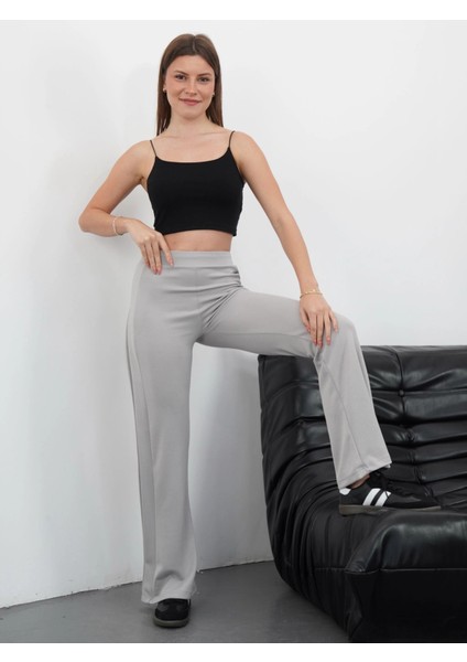 Yandan Katlamalı Pantolon Gri