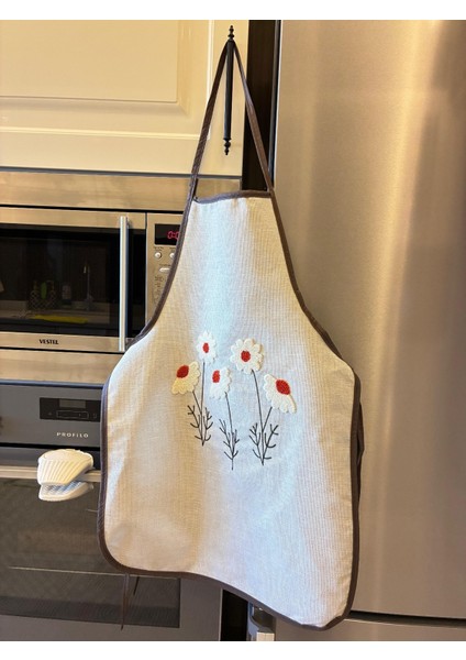 Punch Işlemeli Keten Mutfak Önlüğü 1 Adet Mutfak Önlüğü, One Size modelleri