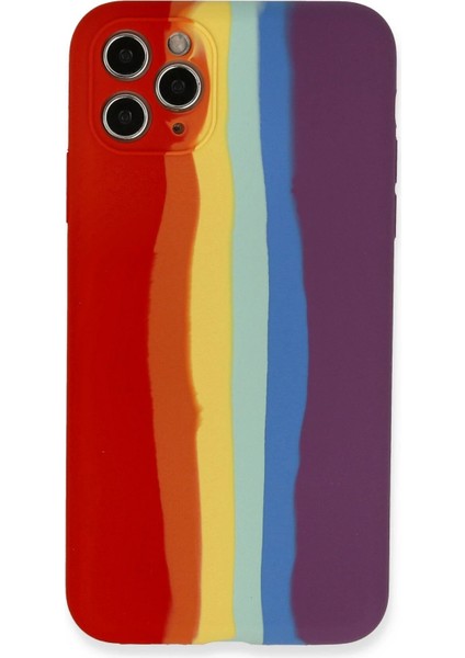iPhone 11 Pro Kılıf Ebruli Lansman Silikon - KIRMIZI-MOR-(5796) - TG0012-2RD9E3