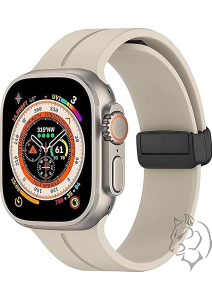 Uruchı Apple Watch Manyetik Silikon Kordon, 42MM, 44MM, 45MM Uyumlu, Apple Watch Series 9 8 7 6 5 4 3 2 1 Se Için Unisex Spor Kayış, Yumuşak, Dayanıklı, Şık ve Su Geçirmez, Rahat ve Esnek Tasarım, Bej